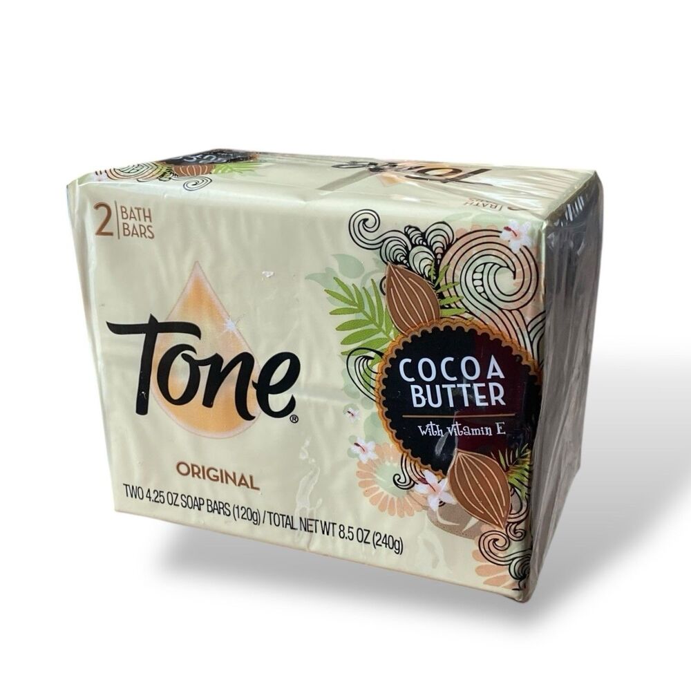 Tone Original Cocoa‎ Butter With Vitamin E Bar Soap 4.25 Oz (1) Pack Of 2 Sealed